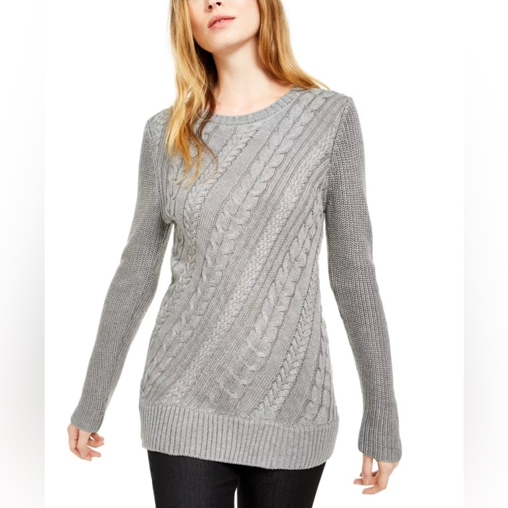 CALVIN KLEIN Womens Gray Textured Long Sleeve Jewel Neck Sweater XL